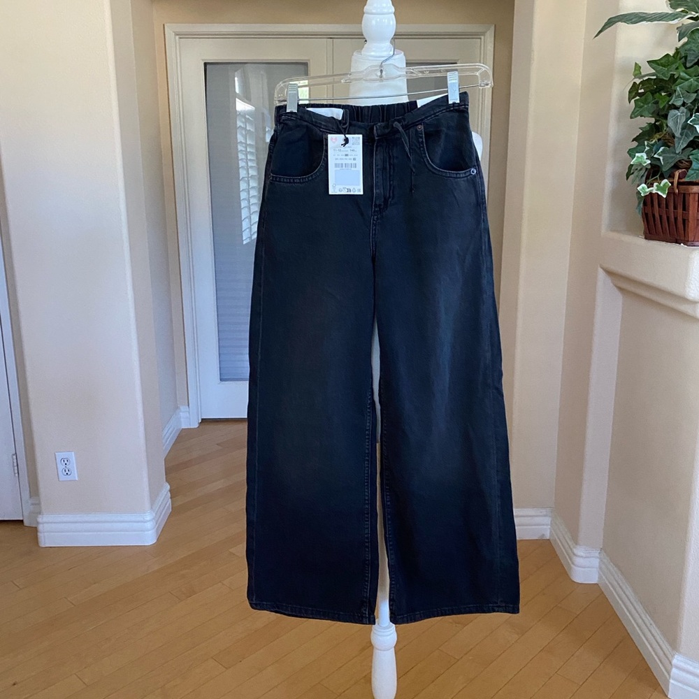 NWT Zara Jeans Kids Wide-Leg Elastic Waistband